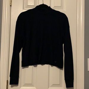 waffled blue turtle neck long sleeve